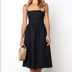 Camellia Black and White Midi Dress